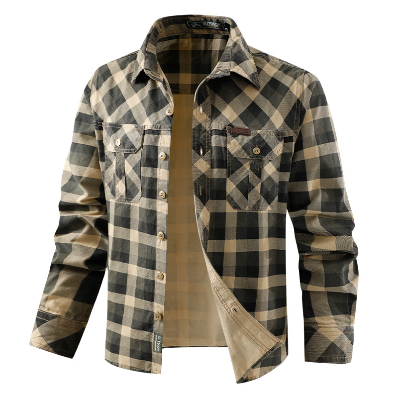 Flannel Shirt Lined - Camicia da lavoro retrò da uomo