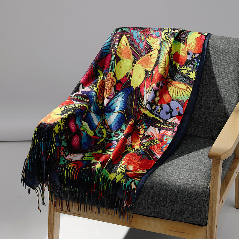 Shawl Wrap Winter - Sciarpa di cashmere pittura a olio