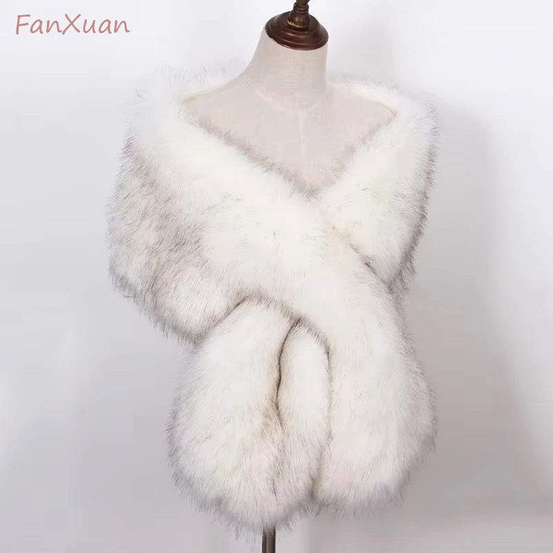 Shawl Wrap Winter - Pelliccia di volpe sintetica da donna